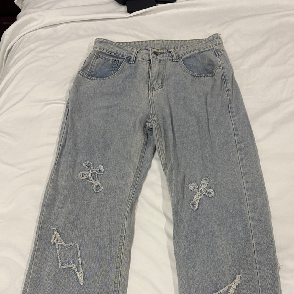 Aelfric Eden Light Blue Distressed Men Jeans